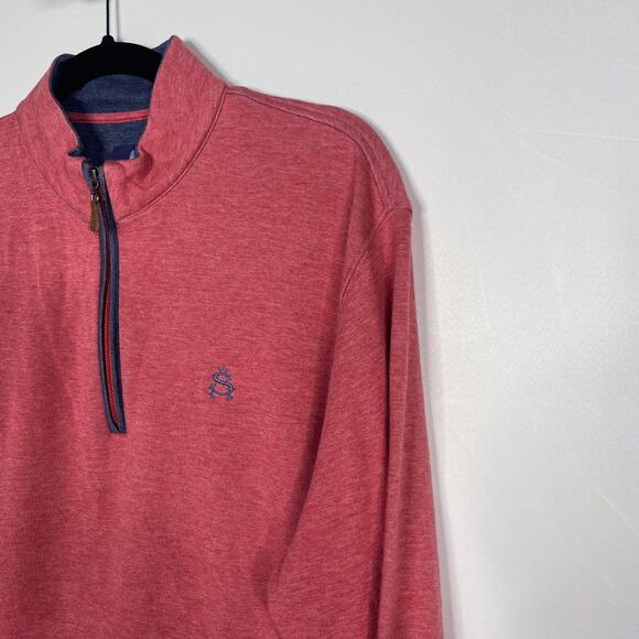 Johnnie-O Mens M Red Blossom Sully Quarter Zip Pullover Sweatshirt Cotton Modal - Picture 3 of 8